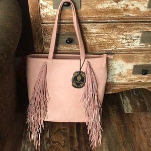 {FRINGE} blush tote.
